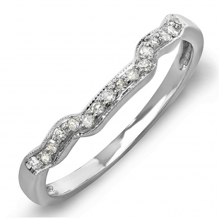 0.30 Carat (ctw) 14k White Gold Round Diamond Ladies Anniversary Wedding Ring Band Enhancer Double Ring Guard