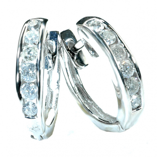 CERTIFIED 0.50 Carat (ctw) 14k White Gold Round Diamond Huggie Hoop Earrings 1/2 CT
