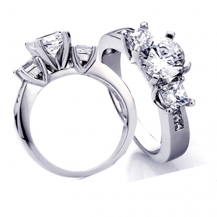 0.45 Carat (ctw) 14k White Gold Princess Diamond Ladies Bridal 3 Stone Semi Mount Engagement Ring (No Center Stone)