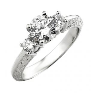 0.90 Carat (ctw) 14K White Gold Round Diamond Ladies Bridal 3 Stone Engagement Ring