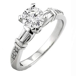 0.32 Carat (ctw) 14k White Gold Round & Baguette Diamond Ladies Bridal Semi Mount Engagement Ring (No Center Stone)(PEAR HEAD)