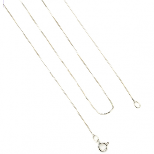 Thin Delicate 10k White Gold Box Chain Necklace (18 inch)
