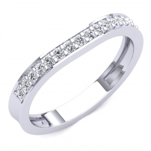 0.20 Carat (ctw) 10K White Gold Round Diamond Ladies Stackable Anniversary Wedding Contour Band Guard Ring 1/5 CT