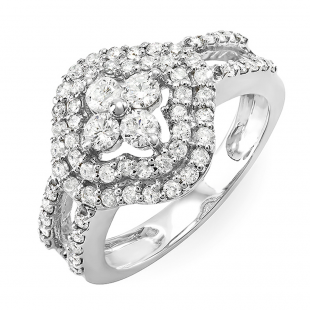 1.25 Carat (ctw) 14K White Gold White Brilliant Round Diamond ladies Vintage Bridal Engagement Ring 1 1/4 CT