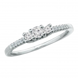 0.40 Carat (ctw) 14k White Gold 3 Stone Diamond Engagement Ladies Bridal Ring 3/8 CT