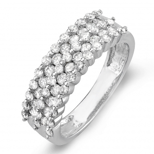 1.00 Carat (ctw) 14k White Gold Round Diamond Ladies Anniversary Wedding Band Ring