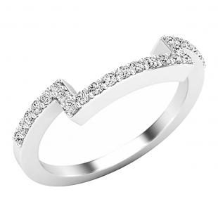 0.25 Carat (ctw) Round White Diamond Ladies Contour Wedding Band 1/4 CT Sterling Silver