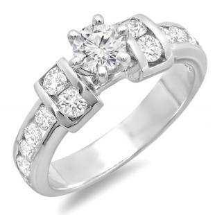 0.50 Carat (ctw) 14k White Gold Round Diamond Ladies Engagement Bridal CUSTOM BAND