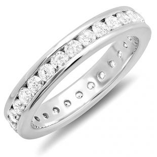 CERTIFIED 1.75 Carat (ctw) 14k White Gold Round Diamond Ladies Eternity Stackable Anniversary Wedding Band