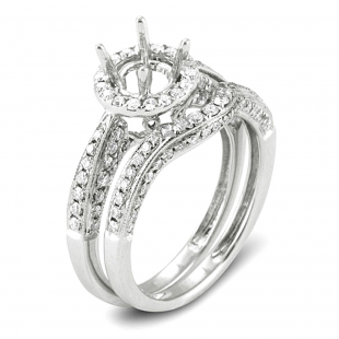 1.05 Carat (ctw) 14K White Gold Round Diamond Semi Mount Round Diamond For Center Engagement Bridal Ring (No Center Stone)