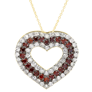 0.95 Carat (ctw) Round Red & White Diamond Ladies Layered Open Heart Pendant 1 CT 18K Yellow Gold