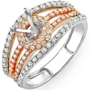 1.00 Carat (ctw) Round Diamond Fancy Semi Mount Engagement Bridal Ring (No Center Stone) Rose Gold Plated 14K White Gold