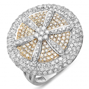 2.15 Carat (ctw) 14k White & Yellow Gold Round Diamond Ladies Cocktail Ring