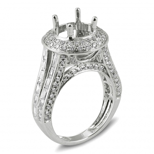 2.45 Carat (ctw) 14k White Gold Round Diamond Ladies Bridal Semi Mount Engagement Ring (No Center Stone)