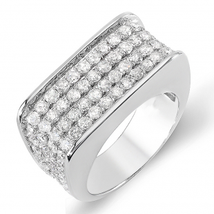 3.50 Carat (ctw) 14k White Gold Round Hip Hop Diamond Mens Ring