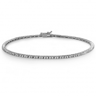 1.25 Carat (ctw) Dainty 18K White Gold Round Cut Real Diamond Tennis Bracelet