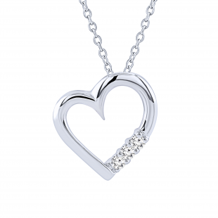 0.15 Carat (ctw) 14k White Gold 3 Stone Diamond Heart Pendant