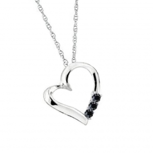 0.15 Carat (ctw) 10k White Gold Round Black Diamond Ladies Heart Pendant
