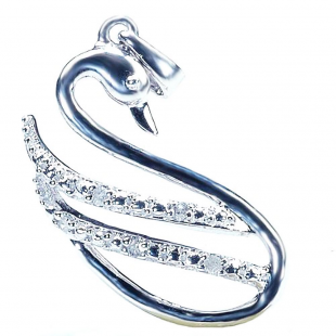 0.05 Carat (ctw) Sterling Silver Round Diamond Ladies Swan Pendant 1/20 CT