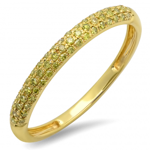 0.25 Carat (ctw) 14k Yellow Gold Round Yellow Diamond Ladies Pave Anniversary Wedding Band Stackable Ring 1/4 CT