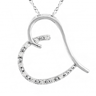 0.15 Carat (ctw) Sterling Silver Diamond Ladies Heart Pendant