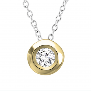 0.05 Carat (ctw) 18k Yellow Gold Round Diamond Bezel Solitaire Small Ladies Pendant 1/20 CT 18 INCH chain
