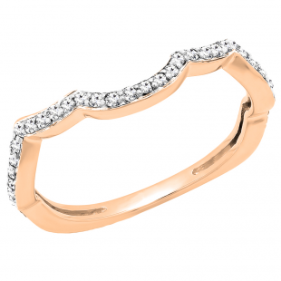 0.25 Carat (ctw) 14K Rose Gold Round Diamond Ladies Anniversary Wedding Stackable Contour Guard Band 1/4 CT