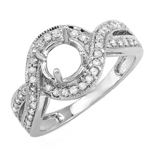 0.40 Carat (ctw) 14K White Gold Round Diamond Semi Mount Bridal Engagement Ring (No Center Stone)