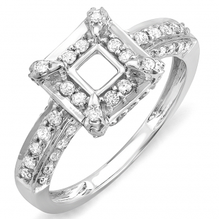 0.50 Carat (ctw) 14k White Gold Round Diamond Semi Mount For Princess Center Engagement Bridal Ring 1/2 CT (No Center Stone)