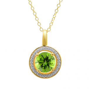 1.80 Carat (ctw) Yellow Gold Plated Sterling Silver Round Cut Lemon Quartz Ladies Solitaire Pendant With 18 Inch Link Chain