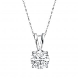 1.00 Carat (ctw) Round Moissanite Ladies Solitaire Pendant 1 CT 10K White Gold