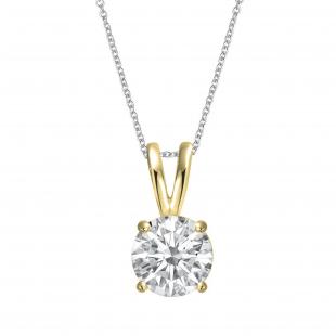 0.50 Carat (ctw) Round Moissanite Ladies Solitaire Pendant 1/2 CT 10K Yellow Gold