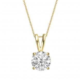 0.50 Carat (ctw) Round Moissanite Ladies Solitaire Pendant 1/2 CT 10K Yellow Gold