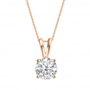 1.50 Carat (ctw) Round Moissanite Ladies Solitaire Pendant 1 1/5 CT 18K Rose Gold