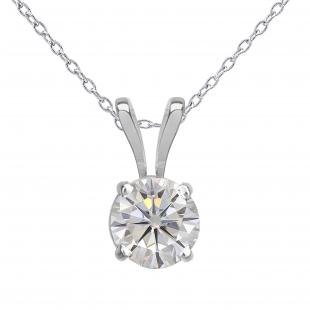 Charles and Colvard Forever Classic 4.5 mm Round Moissanite Solitaire Pendant 14K White Gold