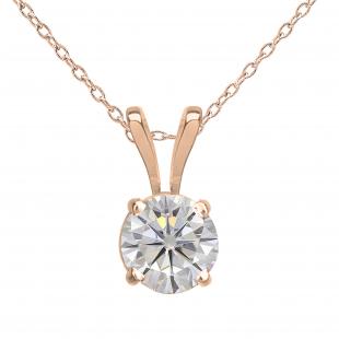 Charles and Colvard Forever Classic 4.5 mm Round Moissanite Solitaire Pendant 10K Rose Gold