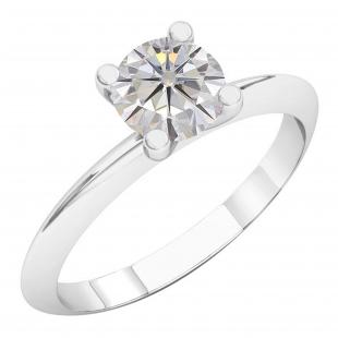 Charles and Colvard Forever Classic 4.5 mm Moissanite Solitaire Engagement Ring 18K White Gold
