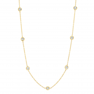 0.16 Carat (ctw) Round White Diamond Ladies Necklace 18K Yellow Gold