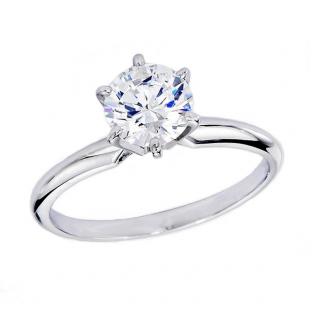 Certified 1.01 Carat (ctw) 14K White Gold Real Round Diamond Ladies Engagement Solitaire Ring