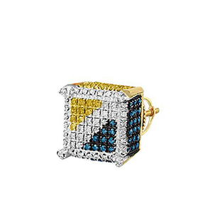 0.20 Carat (ctw) Diamond Dice Shape Earring Sterling Silver 1 piece