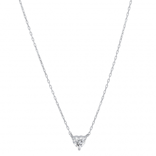 IGI CERTIFIED 0.10 Carat (ctw) 18K White Gold Heart Cut Diamond Ladies Heart Shaped Pendant 1/10 CT