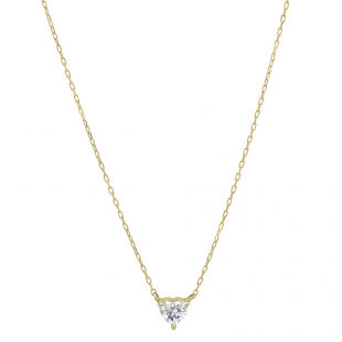 IGI CERTIFIED 0.10 Carat (ctw) 18K Yellow Gold Heart Cut Diamond Ladies Heart Shaped Pendant 1/10 CT