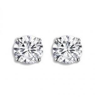 0.50 Carat (ctw) 10K White Gold Round Cut White Diamond Ladies Earrings 1/2 CT