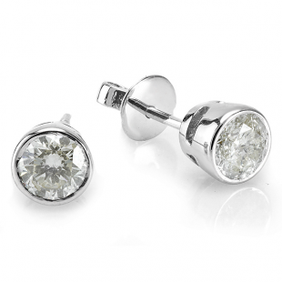 0.63 Carat (ctw) 14K White Gold Round Diamond Bezel Set Studs Earrings 5/8 CT