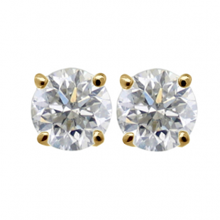 0.75 Carat (ctw) 14K Yellow Gold Round Cut White Diamond Ladies Stud Earrings