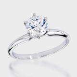 Certified 1.33 Carat (ctw) 14K White Gold Real Round Diamond Ladies Engagement Solitaire Ring