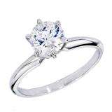 Certified 1.37 Carat (ctw) 14K White Gold Real Round Diamond Ladies Engagement Solitaire Ring