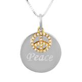 0.10 Carat (ctw) Sterling Silver Peace Charm Diamond Ladies Pendant 1/10 CT