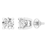 1.52 Carat (ctw) 14K White Gold Round Cut Diamond Ladies Stud Earrings