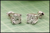 1.52 Carat (ctw) 14K White Gold Round Cut Diamond Ladies Stud Earrings
